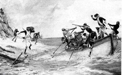 Marine Corps combat art, Continental Marines: The Evacuation of Billingsport, 2 October 1777 (1777), by Col. Charles H. Waterhouse