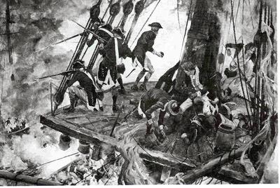 Marine Corps combat art, Continental Marines: Fighting Top, by Col. Charles H. Waterhouse