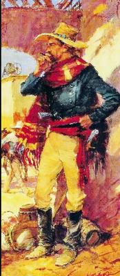 Marine Corps combat art, First 100 Years: Lt. Archibald Gillespie mission to meet Fremont in California, by Col. Charles H. Waterhouse
