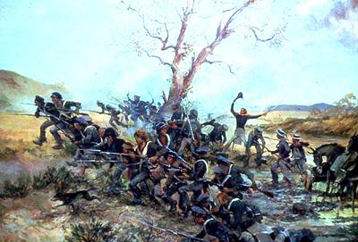 Marine Corps combat art, First 100 Years: Battle of San Gabriel, California - 1847, by Col. Charles H. Waterhouse