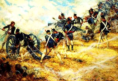 Marine Corps combat art, First 100 Years: Marines at the Battle of Bladensburg, Maryland - 1814, by Col. Charles H. Waterhouse