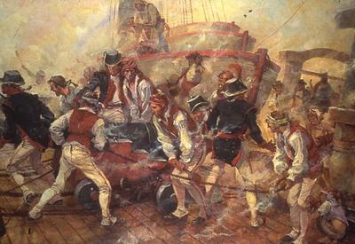 Marine Corps combat art, First 100 Years: The Long Guns - Barbary Wars - 1805, by Col. Charles H. Waterhouse