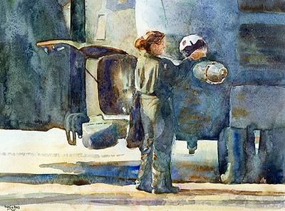 Marine Corps combat art, Global War on Terror: Monica Allen Perin 53 Walk Around, by Monica Allen-Perin