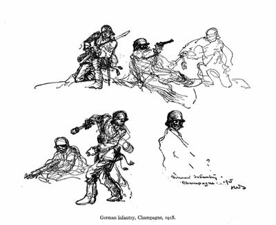 Marine Corps combat art, World War I: German Infantry, Champagne