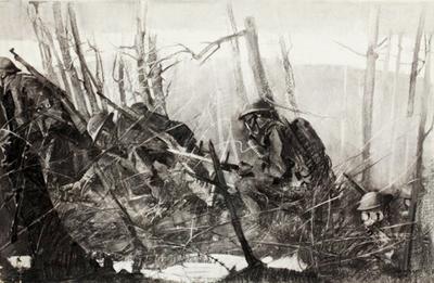 Marine Corps combat art, World War I: Going Through Gas, by George Harding