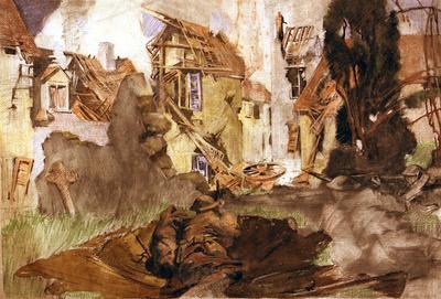 Marine Corps combat art, World War I: Soldier Firing George Harding, by George Harding