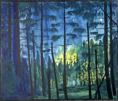 Marine Corps combat art, World War I: Attack Developing in the Champagne, Blanc Mont Sector (ca. 1919, watercolor and pencil on paperboard), by Claggett Wilson