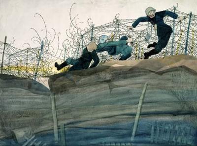 Marine Corps combat art, World War I: Dance of Death (ca. 1919, watercolor and pencil on paperboard), by Claggett Wilson