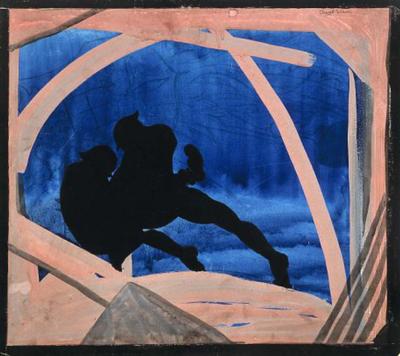 Marine Corps combat art, World War I: Encounter in the Darkness (ca. 1919, watercolor and pencil on paperboard), by Claggett Wilson