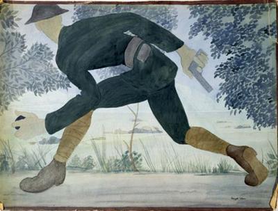 Marine Corps combat art, World War I: Marine Scout on the Lucy-Torcy Road at Dusk, Château-Thierry Sector (ca. 1919, watercolor and pencil on paperboard), by Claggett Wilson