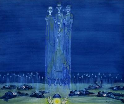 Marine Corps combat art, World War I: Saviors of France, Jeanne d'Arc, St. Louis, Clovis (ca. 1919, watercolor and pencil on paperboard), by Claggett Wilson