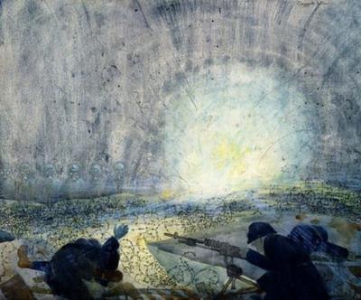 Marine Corps combat art, World War I: Symphony of Terror (ca. 1919, watercolor and pencil on paperboard), by Claggett Wilson
