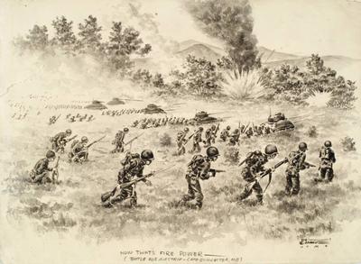 Marine Corps combat art, World War II: By Technical Sergeant Victor P. Donahue, 1, by Technical Sergeant Victor P. Donahue