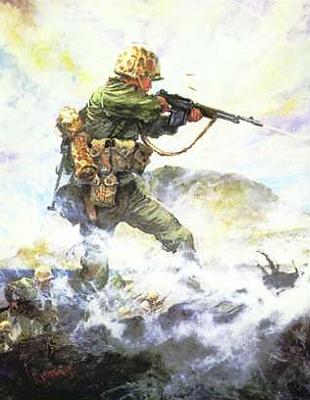 Marine Corps combat art, World War II: Iwo1, by Col. Charles H. Waterhouse